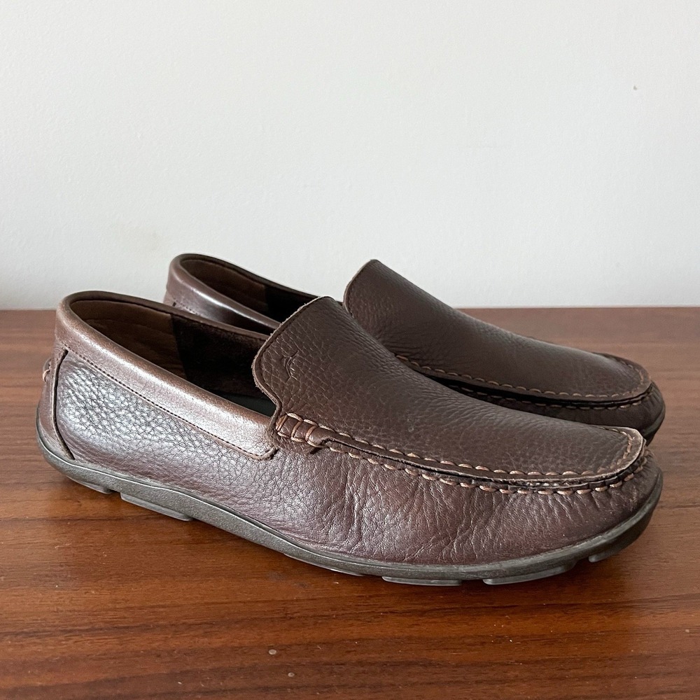 Tommy Bahama Naples Driver Venetian Leather Loafers Brown Men's 9.5M Slip On